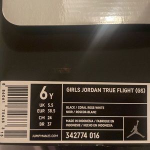 Girls size 6Y Jordan True Flights.